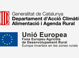 Logos del Fons Europeu Agrícola de Desenvolupament Rural i del Departamant d¡Acció Climàtica. Alimentació i Agenda Rural 2022